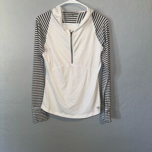 Mountain Hardwear White and Gray Striped Hoodie
